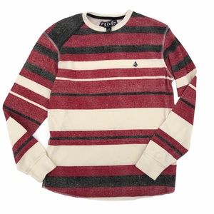 Volcom Red Striped Long Sleeve Thermal Size Small